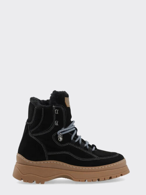 Downhill Black Lace Up Boots