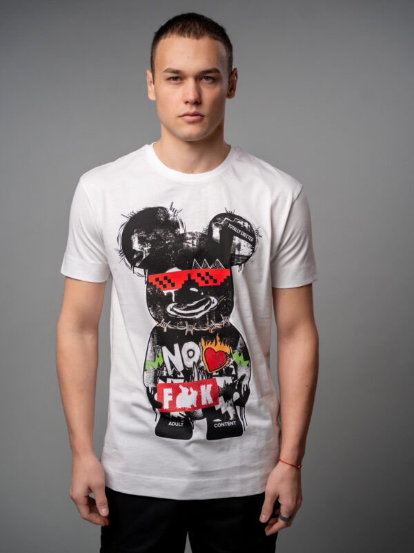 Бяла мъжка тениска Totally Bear - Adult Content