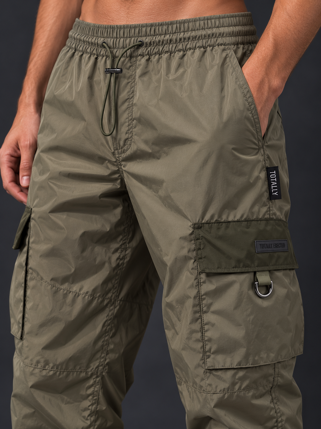 Olive Cargo Trousers Detail Shot