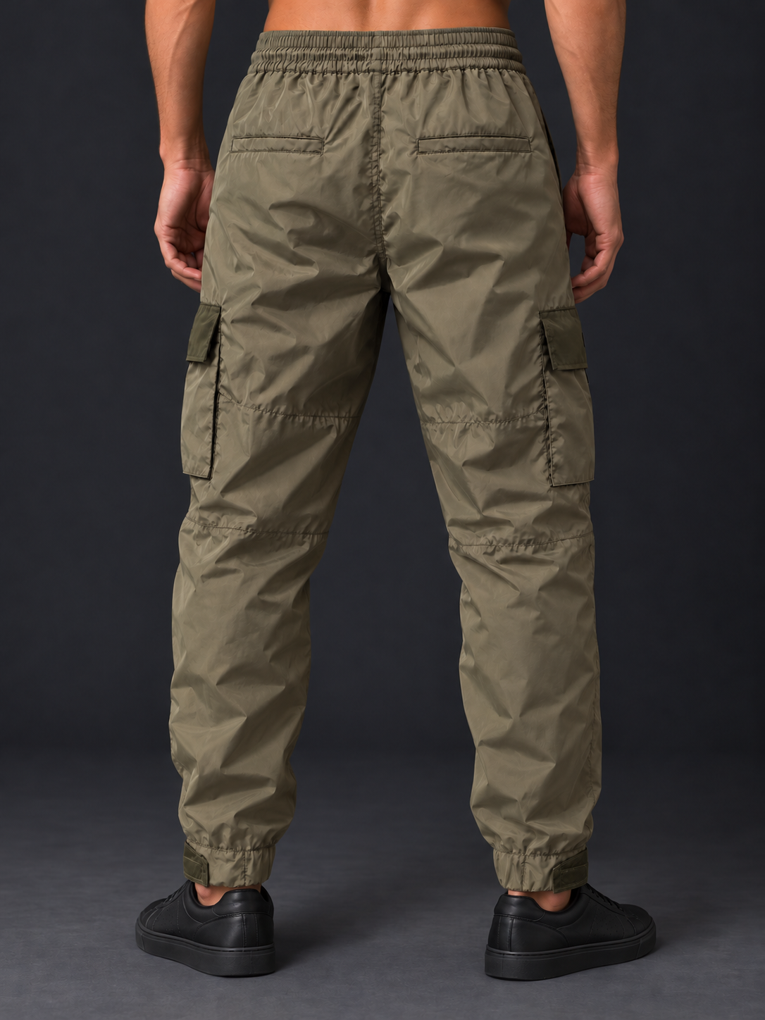 Olive trousers with snug ankle cuffs